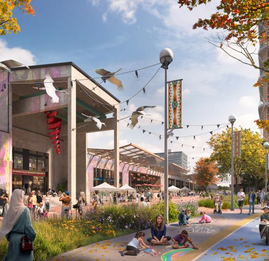 Rendering of the Downsview West plaza area