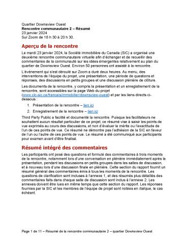 Page de couverture rencontre communautaire 2 – Résumé
