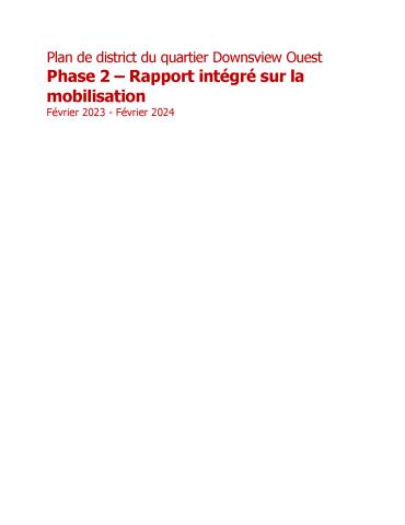 Page de couverture - Phase 2 – Rapport intégré sur la mobilisation